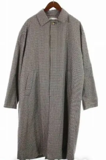 어반 체크 무늬 롱 코트