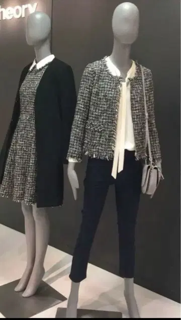 [ theory ] 블루종 노카라 자켓 트위드 자켓 사이즈 0