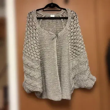 그레이 니트 가디건 오픈 프론트