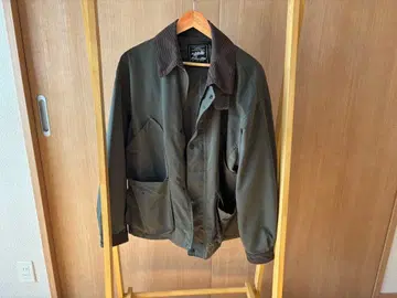 올리브색 코듀로이 옷깃 밀리터리 자켓