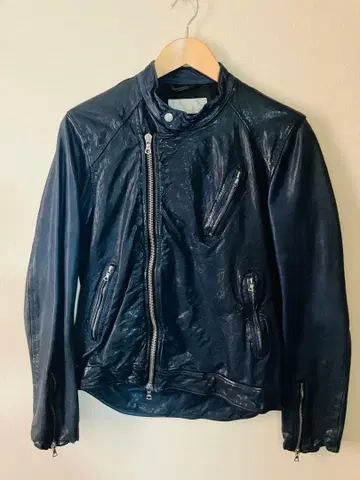 투모로우랜드 에디션 램 가죽 라이더 자켓 블루 사이즈 2