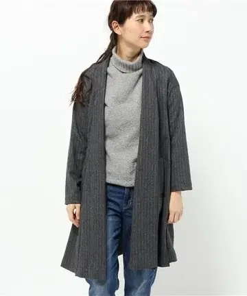 yuni 스트라이프 W/플라넬 절개 코트