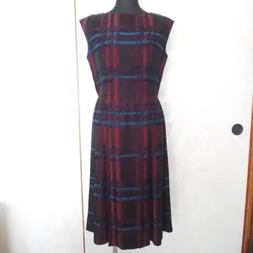 DAMA 보르도 계열 체크 원피스