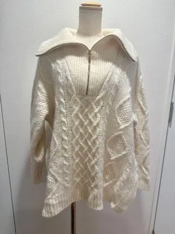 determ 데 집업 스웨터 케이블 짜임 알파카