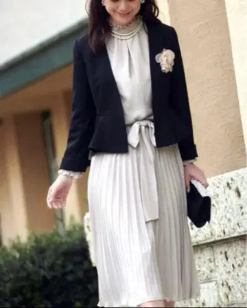 플리츠 원피스 앙상블 수트