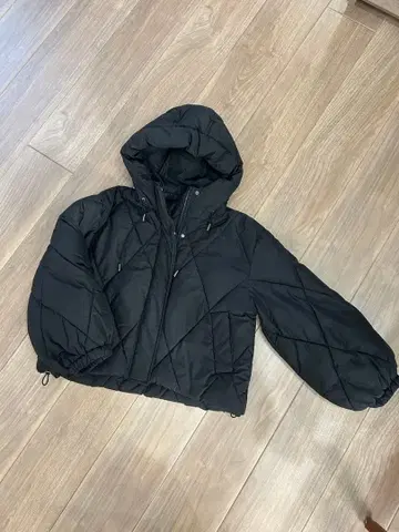 올리브 데 올리브 블랙 퀼팅 후드 부착 패딩 자켓 M