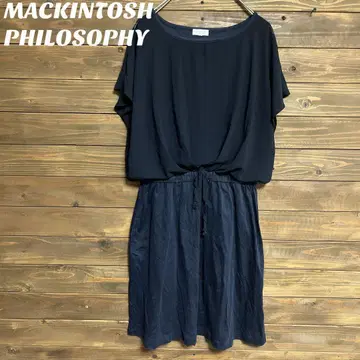 [ 매킨토시 ] 네이비 반팔 원피스 무릎 기장 심플 S