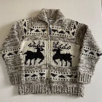 KANATA 캐나다제 카우친 스웨터 지퍼 44 사이즈 핸드 니트