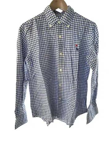 Bohemians의 파랑과 화이트 체크 무늬 긴팔 셔츠