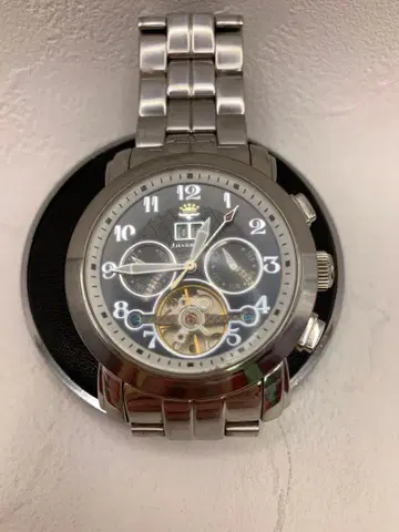 J.HARRISON 작동품 자동 와인딩 크로노그래프 손목시계 뒷면 투명