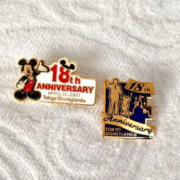 도쿄 디즈니랜드 18주년 기념 핀 배지 세트