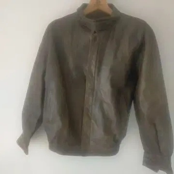 천연 가죽 블루종 카키색 M~L