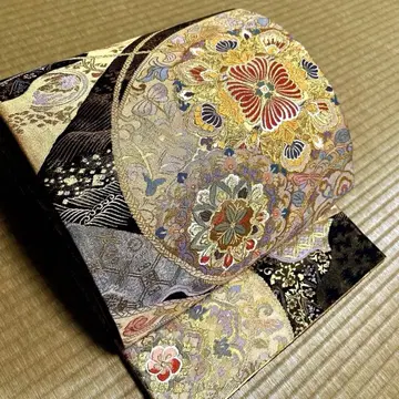 순수 실크 후쿠로 오비 [ 길상 무늬 ]