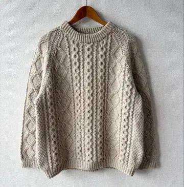 구제 의류 UNKNOWN 아란 스웨터 울 피셔맨 케이블