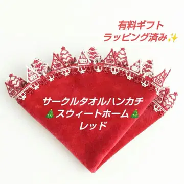 치카자와 레이스 서클 타월 손수건 스위트 홈 레드 1개 기프트