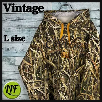 빈티지 자수 후드 맨투맨 리얼트리 카모 L 4879