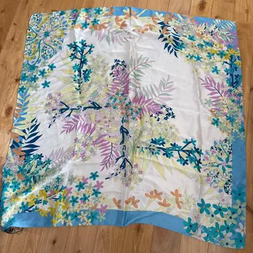 WENSLI 꽃무늬 실크 스카프 90cm