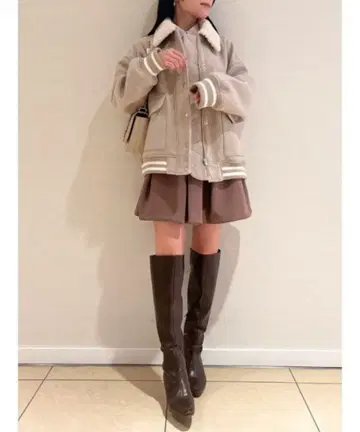 [ 새상품급 ] SNIDEL 보아 컬러 블루종 브라운 아우터