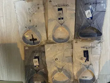 긴팔 셔츠 6장 세트 M 화이트 네이비 체크 무늬