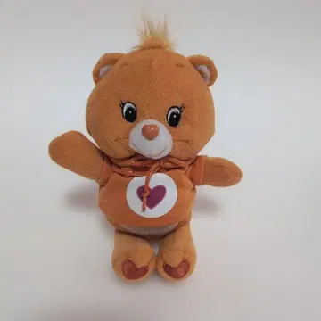오렌지 컬러 후드 부착 케어베어 봉제 인형
