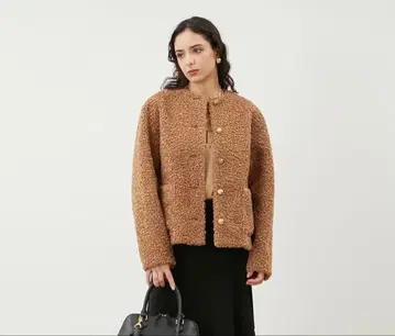 Mila Owen 금장 버튼 노카라 컴팩트 보아 자켓 사이즈 0