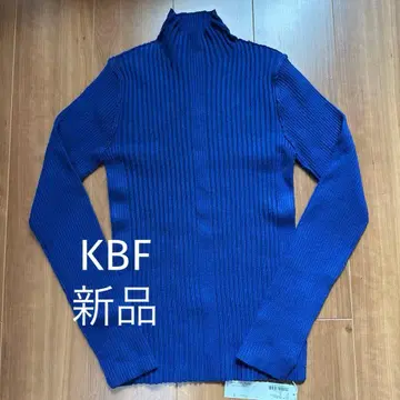 KBF 랜덤 리브 하이넥 니트 블루