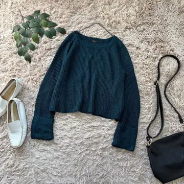 6531 컴시즘 긴팔 니트 [ M ] 그린/숏/롤업 디자인