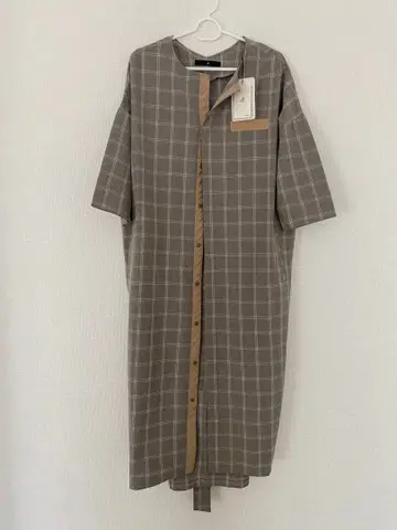 [ 새상품 ] JOHNBULL 스냅 버튼 체크 무늬 원피스 프리 사이즈