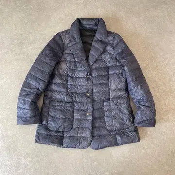 새상품급 [레어] 데님 패턴 다운 자켓 네이비 경량 컴팩트 XL