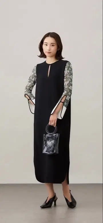 Mame Kurogouchi Floral Lace Sleeve Dress