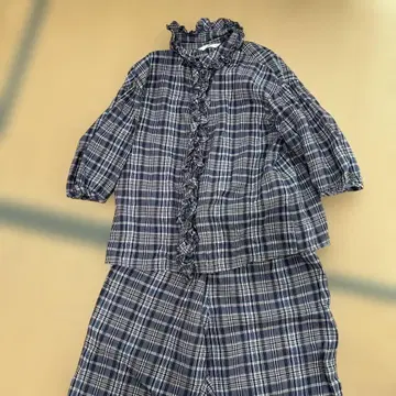 사만사 모스모스 크로스 린넨 체크 셋업