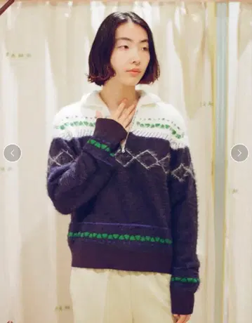 [ 미사용 ] 식탁의 노르딕 하프 지퍼 니트