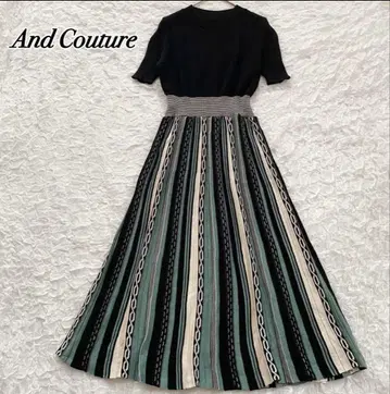 새상품급 앙데팡당 스트라이프 절개 롱 원피스