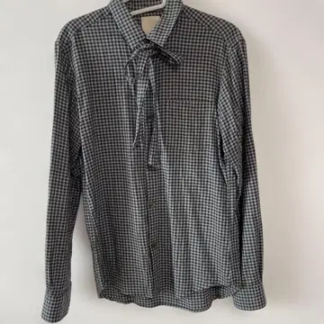 FACTOTUM 체크 무늬 보타이 부착 긴팔 셔츠