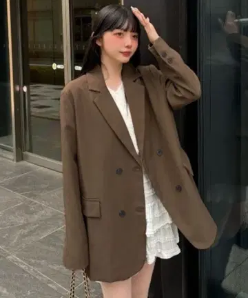 택 포함 새상품 브라운 테일러드 자켓 오버 사이즈