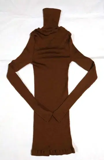 택 포함 새상품 고급 한로 울 실크 상의 하이넥 브라운 XS