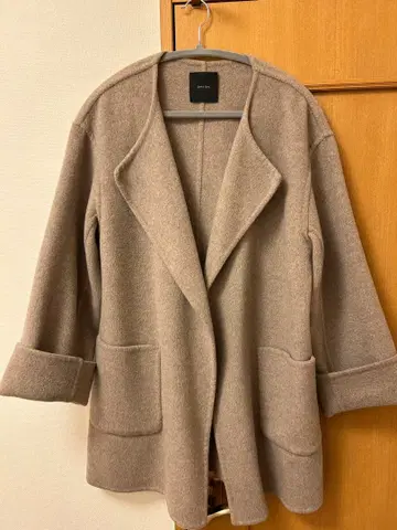 Spick & Span 베이지 미들 코트 울 혼방