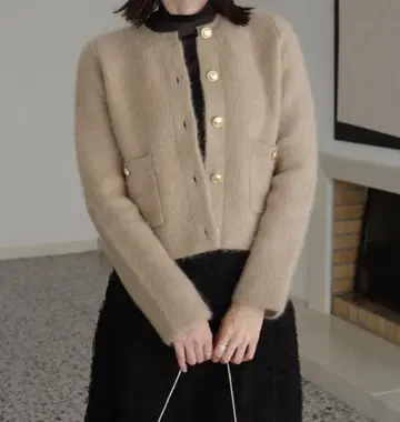 캐시미어 브랜드 노카라 니트 자켓