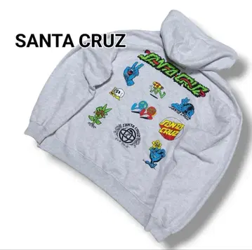SANTA CRUZ 한정품 자수 센터 로고 백 로고 멜란지 후드티 M