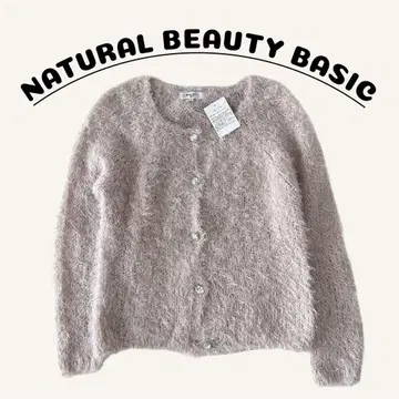 새상품 NATURAL BEAUTY BASIC 샤기 가디건 핑크