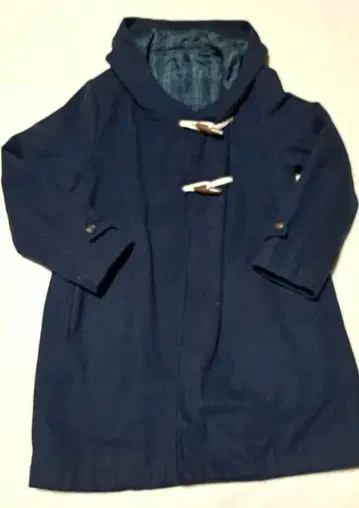 울 혼방 네이비 피 코트