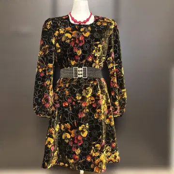 쇼와 레트로 벨로아 원피스