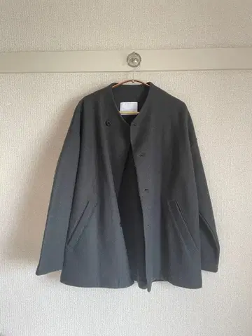 내추럴 랜드리 압축 울 코트 그레이