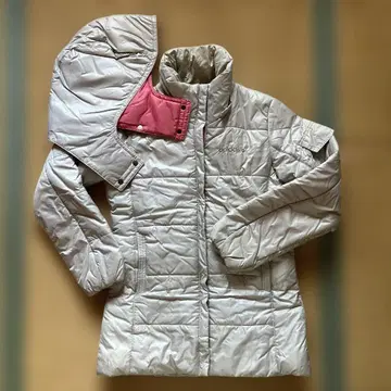 adidas 여성용 L 다운 자켓 후드 부착 실버