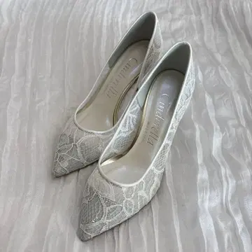 신데렐라 아이보리 레이스 하이힐