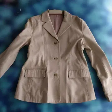 베이지 천연 가죽 자켓 L