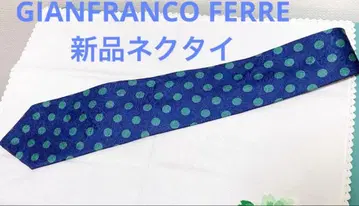 새상품급 GIANFRANCO FERRE 파랑 x 그린 도트 넥타이