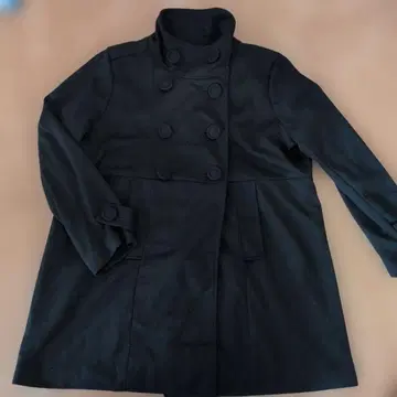 진니 블랙 더블 코트 4L