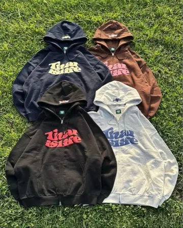 That's life 네이비 지퍼 후드티 M