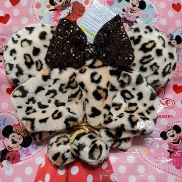 디즈니 팬캡 미니 레오파드 무늬 브라운 베이지 택 포함 새상품